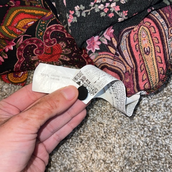 NWOT Zara paisley print smocked a neck button down dress Size XS - Picture 11 of 12